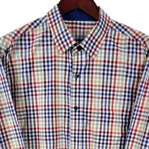 Tasso Elba Men's XL‎ Plaid Long Sleeve Button Down Shirt 17-17.5 Colorful